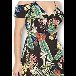 Flying Tomato Boho Chic Romper Wide Leg  multi colored Sz XS off shoulder Romper